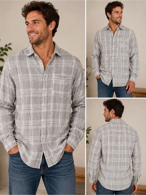 Rails Lennox Aluminum Melange Gray Plaid Flannel Shirt Men’s XL